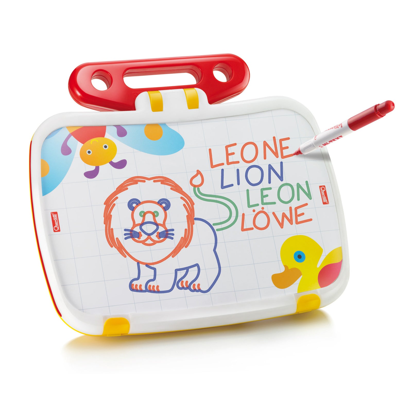 Quercetti Combi ABC/123 – Tableau Magnétique Double Face Lettres Et Chiffres, 110 Pièces, Coffret Transportable, Fabriqué En Italie