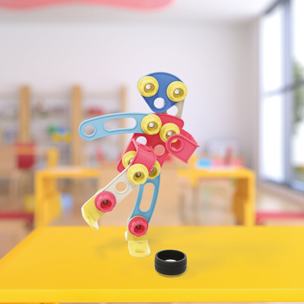 Quercetti Tecno Jumbo - Gioco Di Costruzioni Meccaniche Per Bambini, 6155, Viti, Dadi, Ruote E Piastrine In Plastica Antiurto, Stimola Manualità E Creatività, 3+ Anni